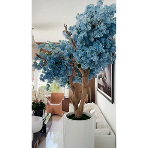 Saint-Tropez mattweiße Vase mit blauen Kirschblüten