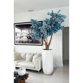 Saint-Tropez mattweiße Vase mit blauen Kirschblüten