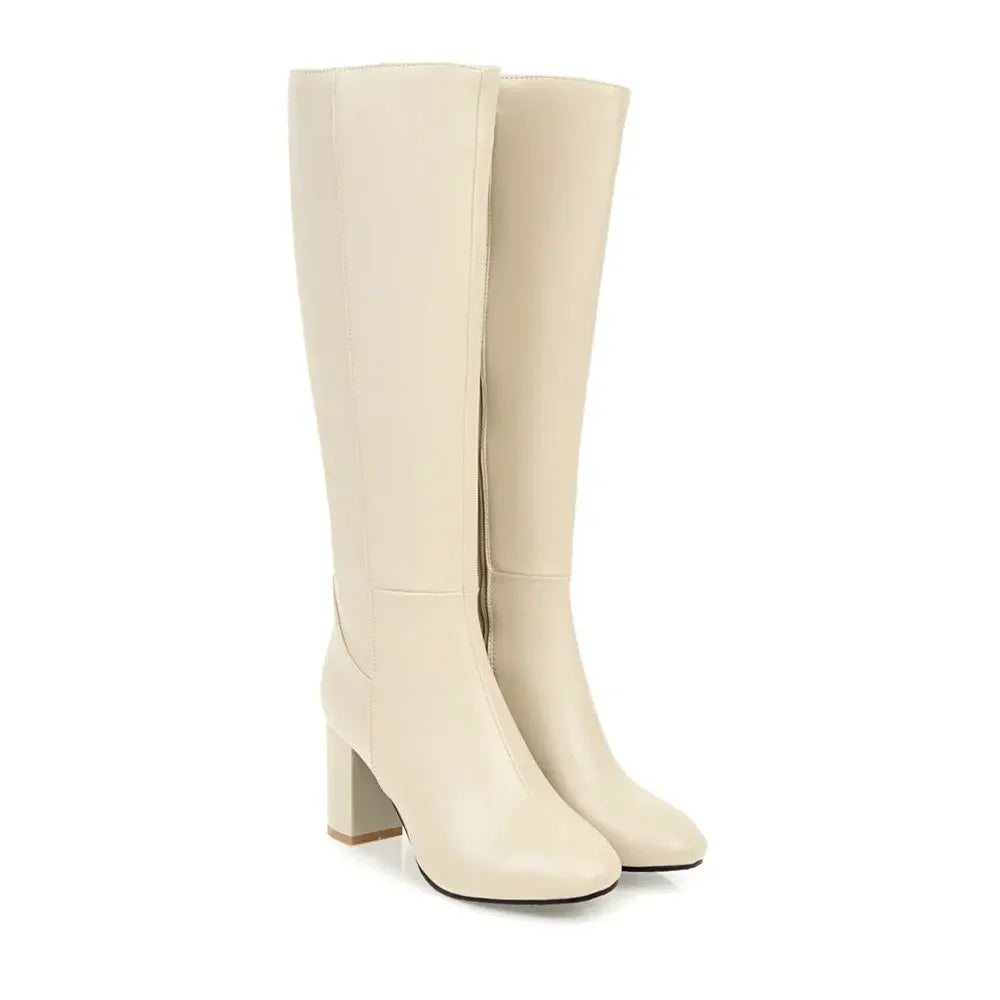 Kniehohe Stiefel mit hohem Absatz für Damen