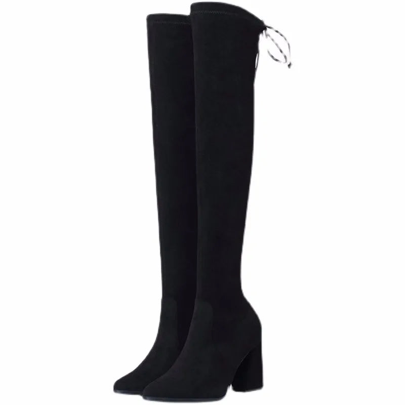 Damenstiefel mit Absatz, Overknee
