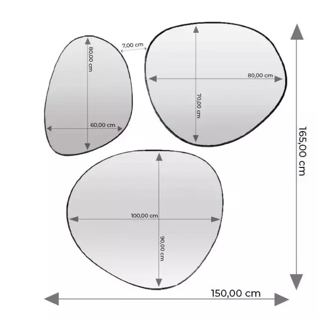 Komposition Trio Spiegel Drop 165x150cm
