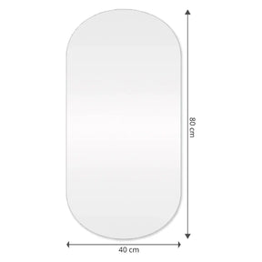 Schlanker und abgerundeter Spiegel mit LED 80x40cm