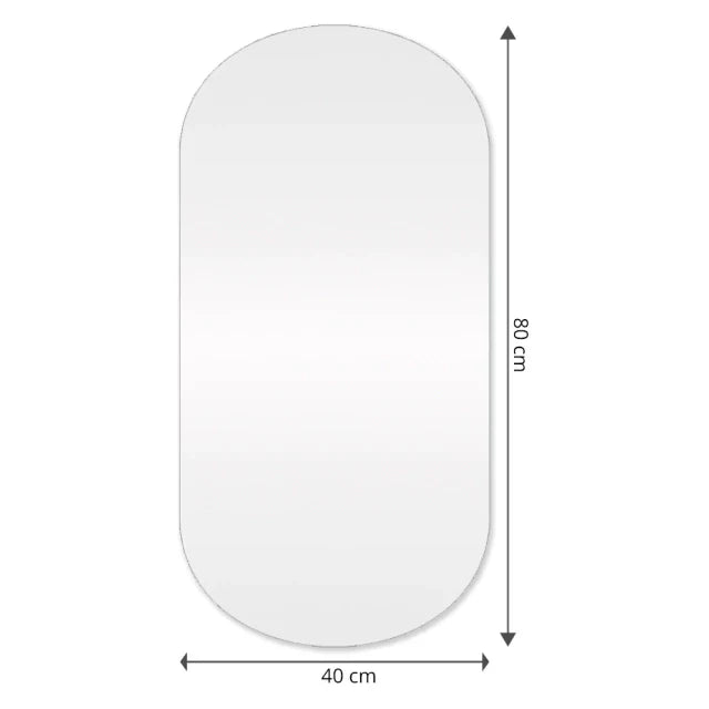 Schlanker und abgerundeter Spiegel mit LED 80x40cm