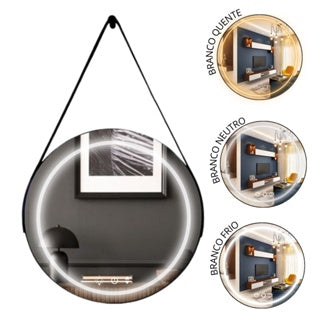 Adnet 45 cm runder LED-Spiegel mit Griff, 3 Farben